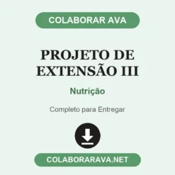 Projeto de Extensão III de Nutrição pronto para entregar
