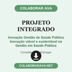 Projeto Integrado de Inovação Gestão de Saúde Pública Inovação viável e sustentável na Gestão em Saúde Pública pronto para entregar