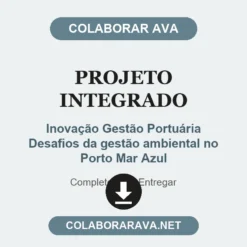 Projeto Integrado de Inovação Gestão Portuária Desafios da gestão ambiental no Porto Mar Azul pronto para entregar