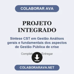 Projeto Integrado de Síntese CST em Gestão Análises gerais e fundamentais dos aspectos de Gestão Pública de crise pronto para entregar
